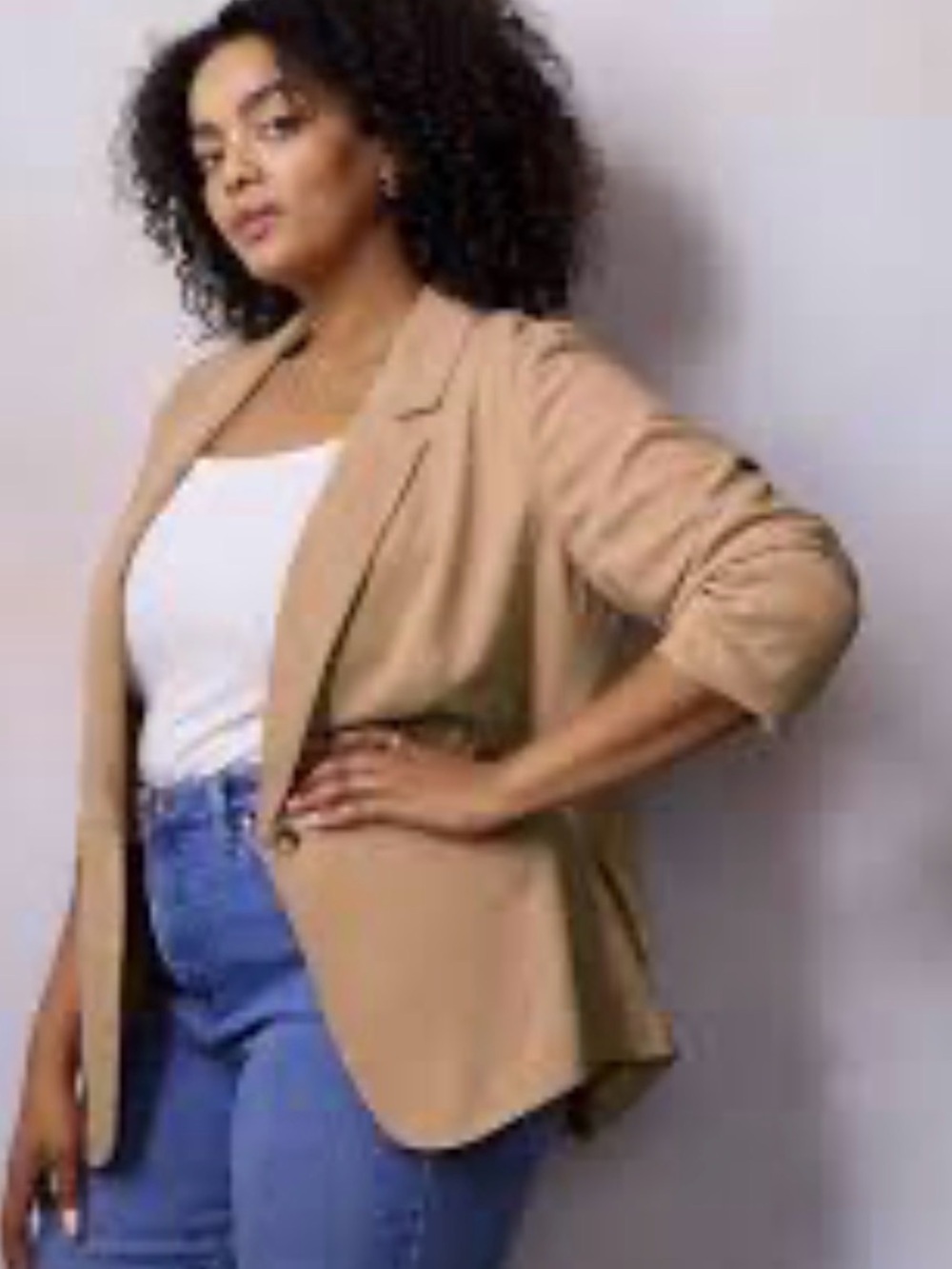 LC Lauren Conrad Camel/Tan Plus Size Notch Collar Blazer size XXL
